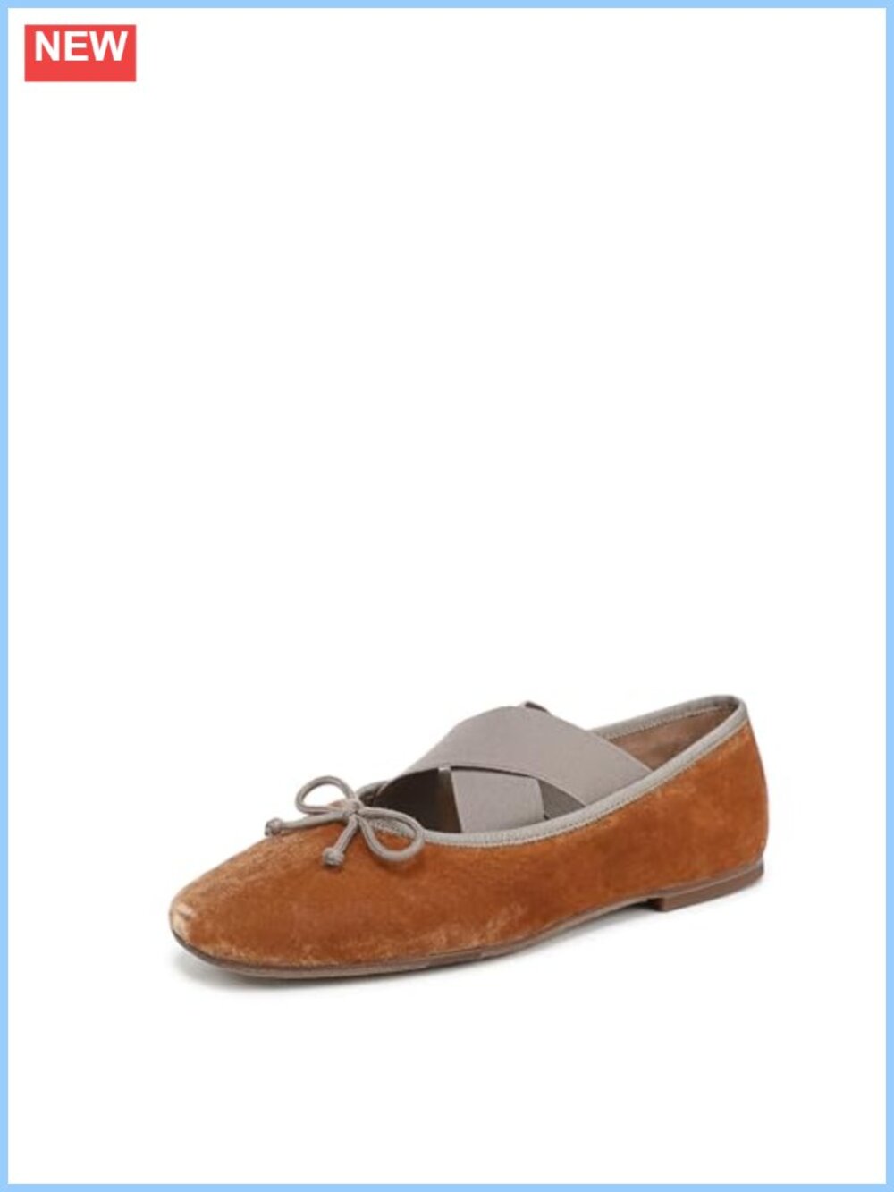 Ballet flat with elastic strap, round toe, slip-on, rubber sole